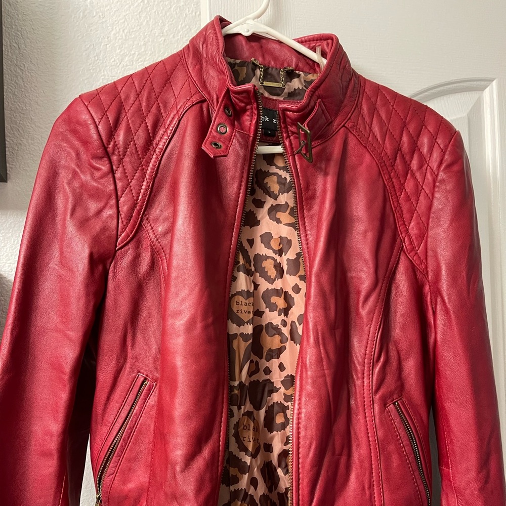 Red leather jacket size L